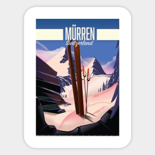 Murren Switzerland ski poster, Sticker